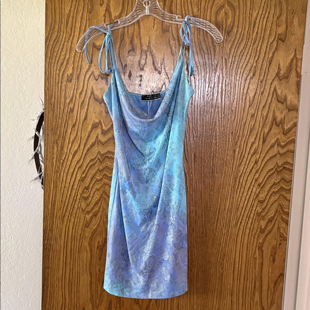 Blue Blush Snake Print Mini Dress